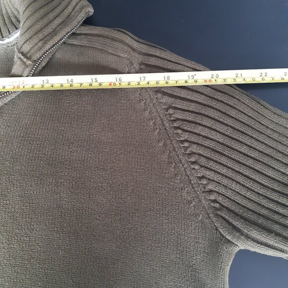 H&M L.O.G.G. SZ L Olive Green Cotton Mock Neck 1/4 Zip Men's Sweater - Picture 10 of 14